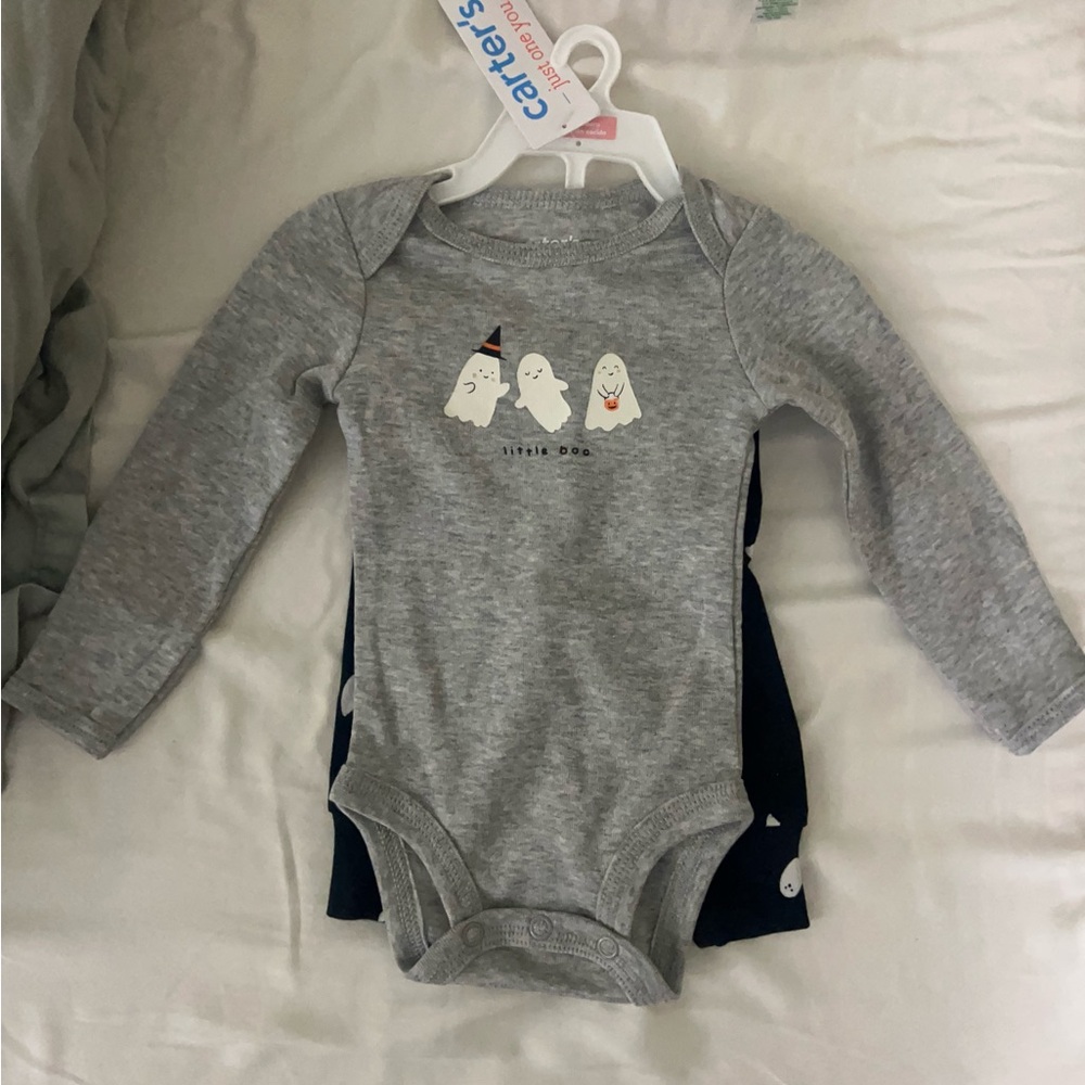 Carter's Gray Little Boo Bodysuit Set